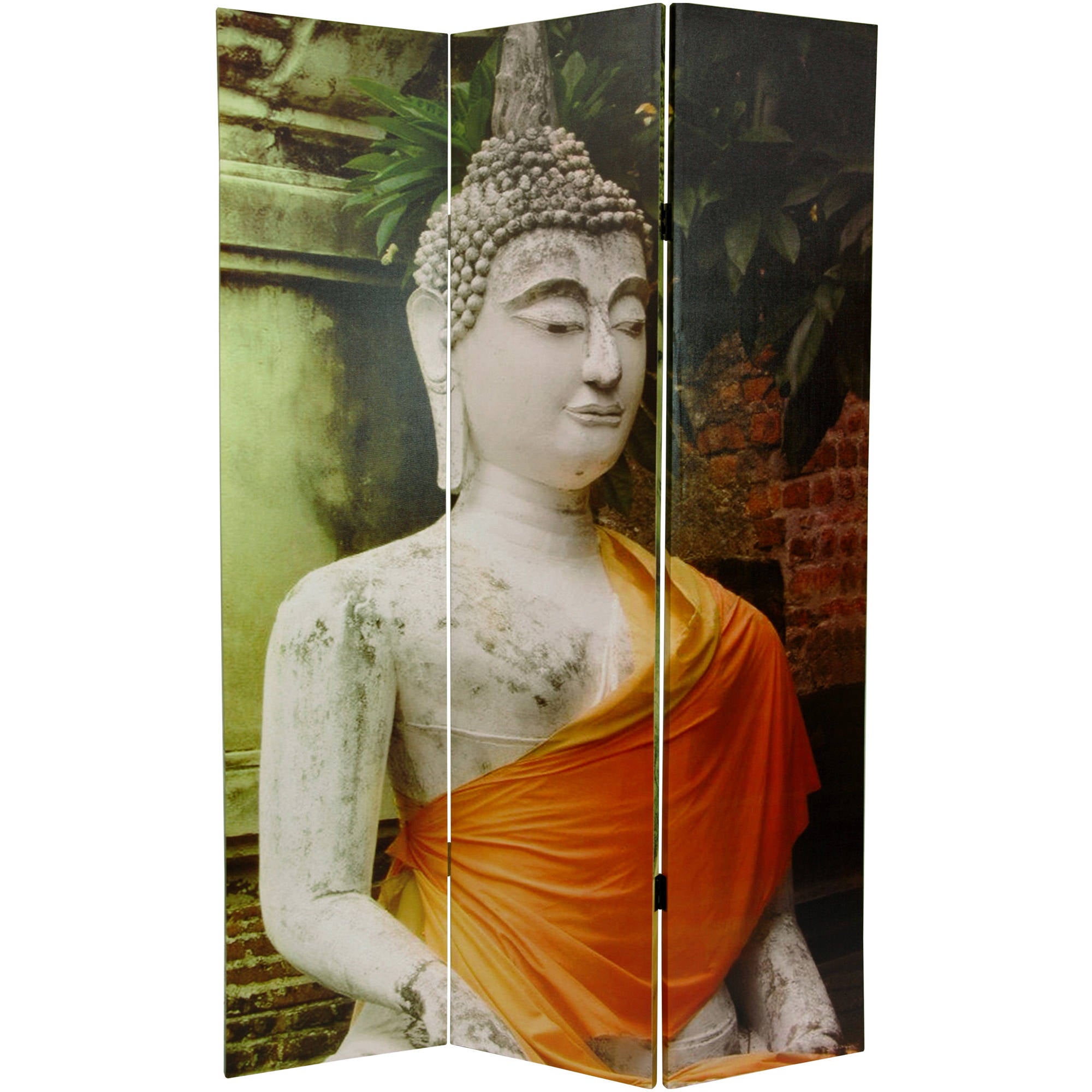 Oriental Furniture 6 ft. Tall Draped Buddha Double Sided Room Divider - 3 Panel