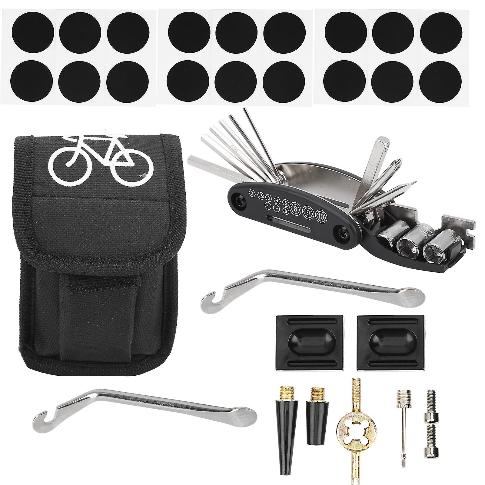 Bike Tyre Repair Kit Portable Bag Tire Lever 16 In 1 Multifunction Bicycle Tool Bag