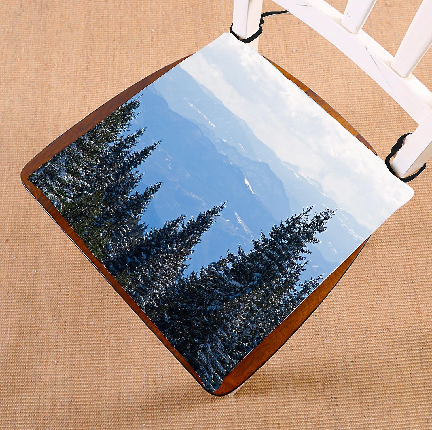 Winter Landscape Chair Pad， Mountain And Forest Seat Cushion Chair Cushion Floor Cushion 45x45 Cm