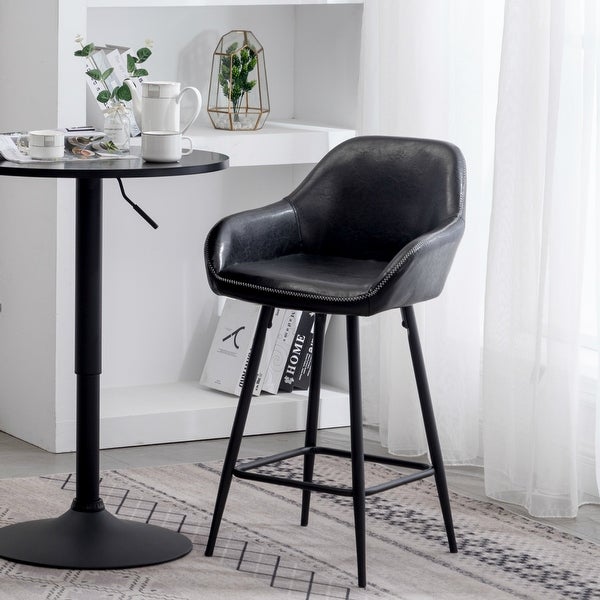 Bucket Upholstered Dark Accent Barstool Chair (Set of 2)