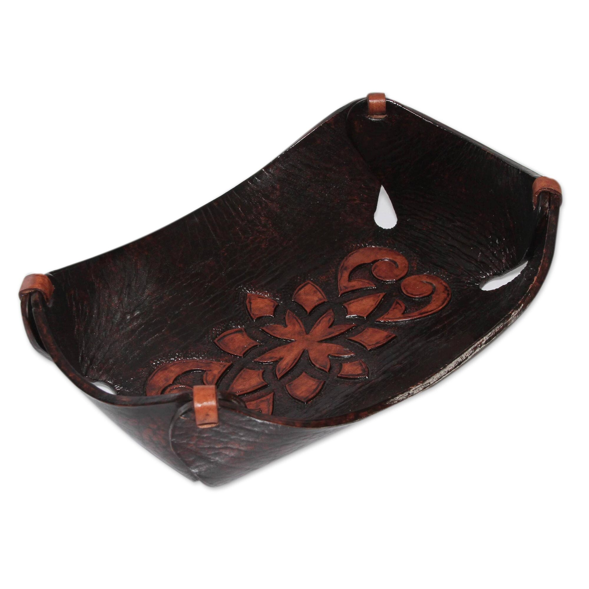 NOVICA Caramel Pyramid Tattoo， Leather catchall