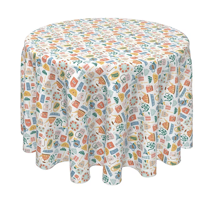 Round Tablecloth， 100% Polyester， 70 Round， Kitchen Cookware