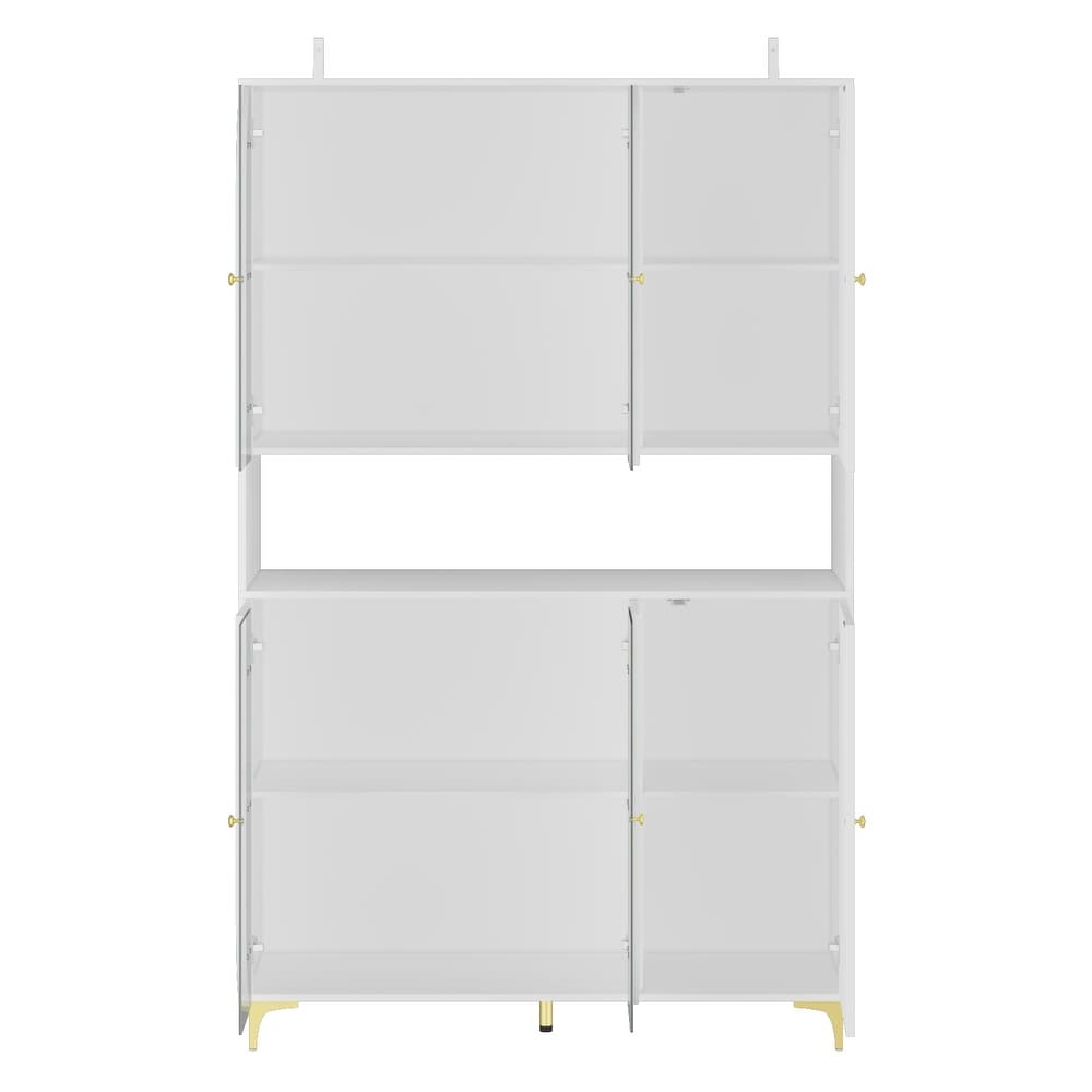 Buffet Storage Cabinet with Tempered Glass Doors Pantry Bookshelves   47.2\