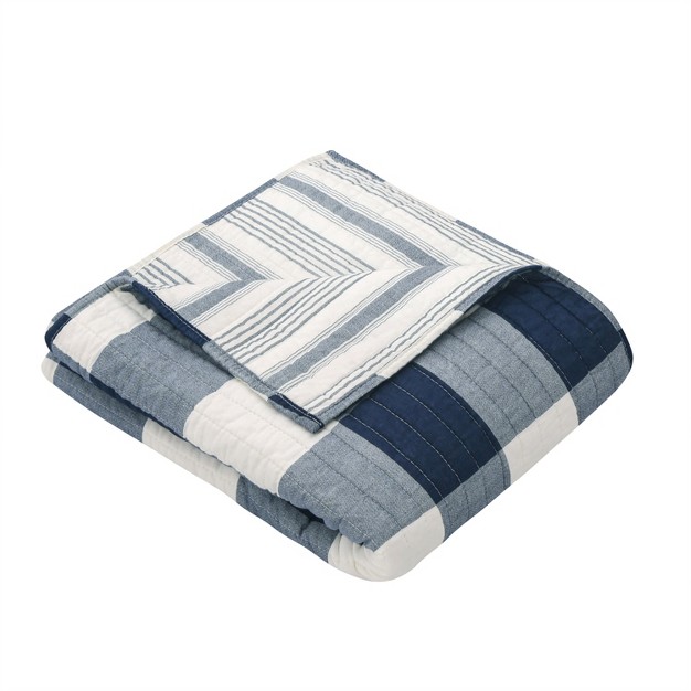 Camden Navy Quilted Throw Levtex Home