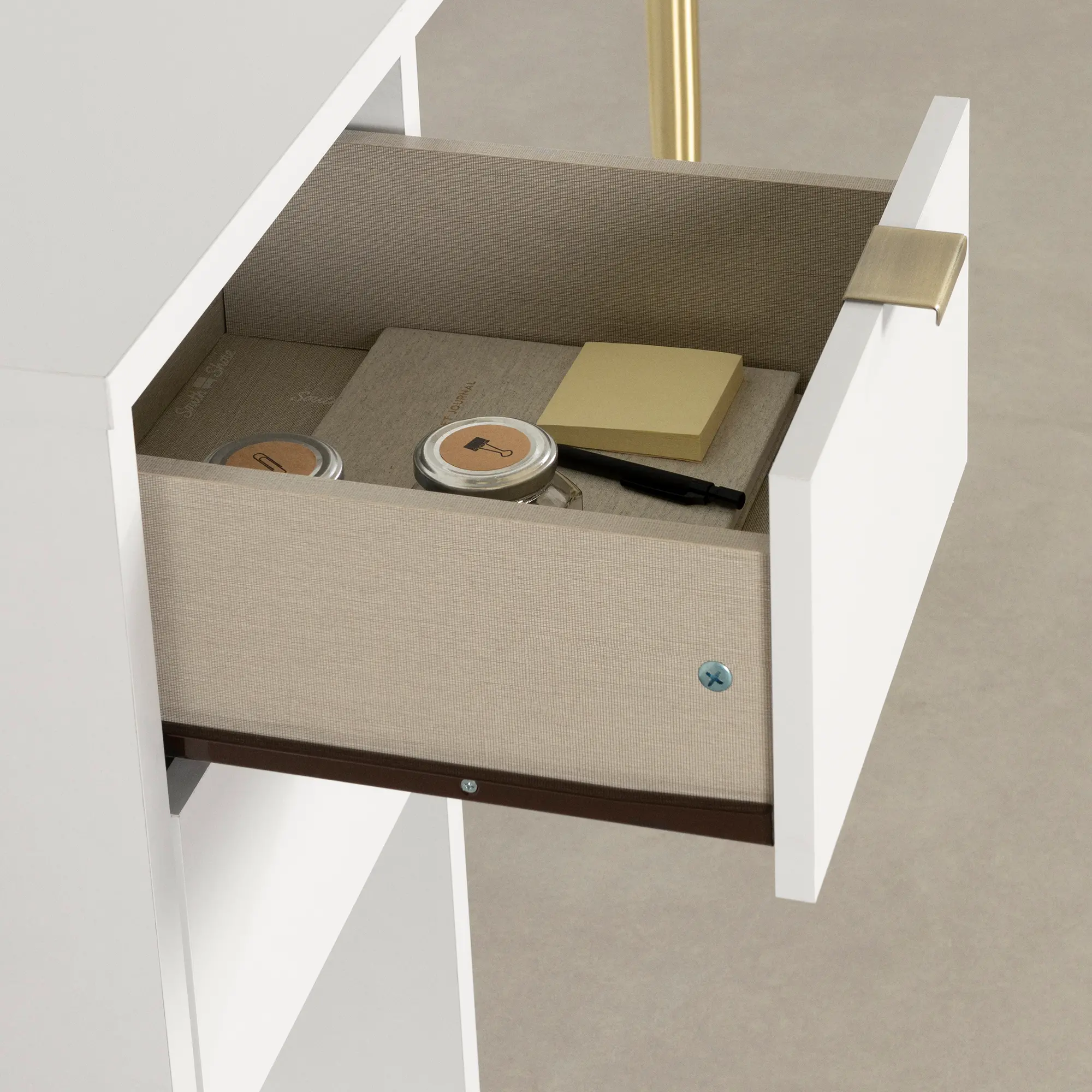 Amyra White and Gold Computer Desk - South Shore