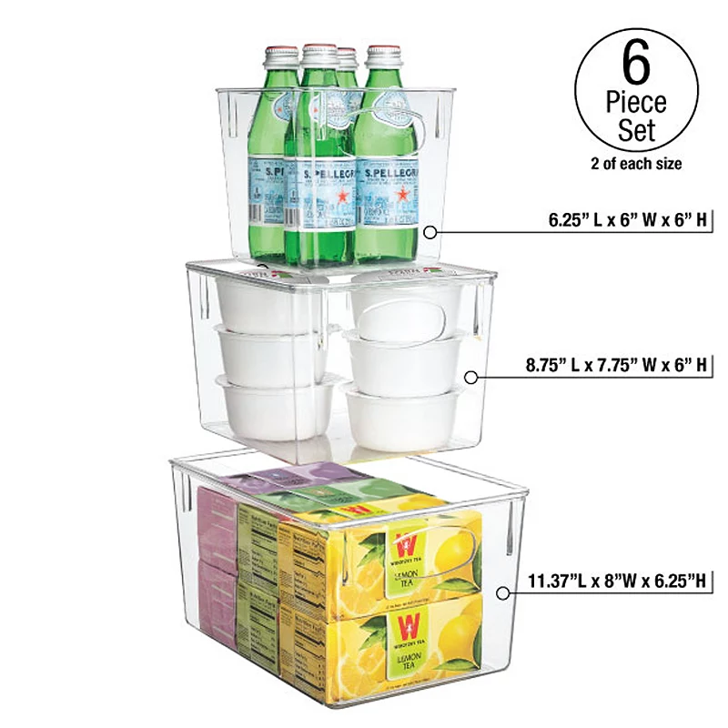 Sorbus Clear Fridge Bins 6-piece Set