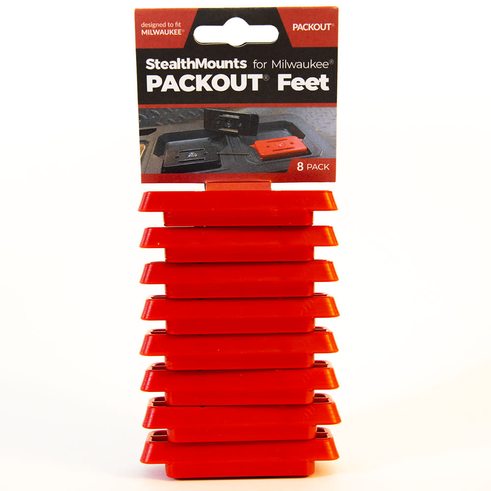 StealthMounts Battery Mount Milwaukee PACKOUT Feet Red 8pk