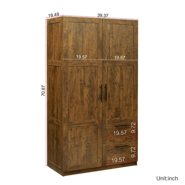 High wardrobe and kitchen cabinet with 2 doors， 2 drawers and 5 storage spaces - - 37249233