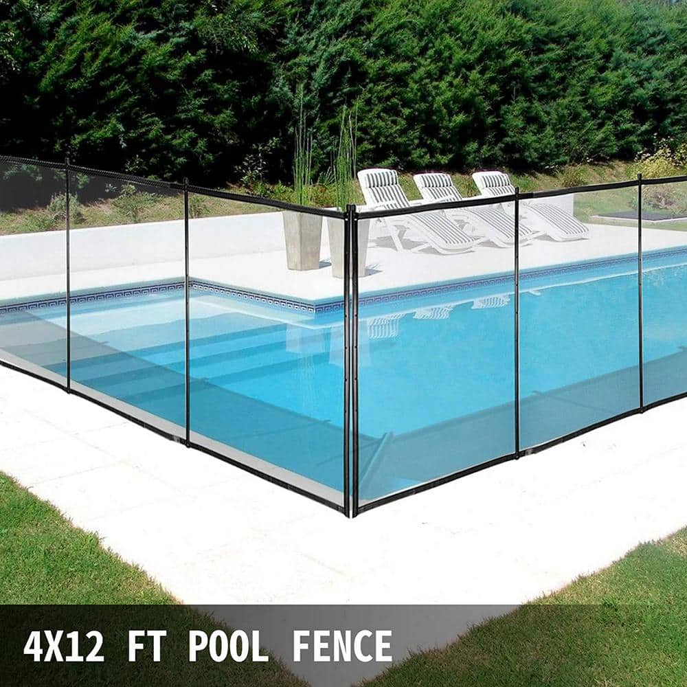 48 in. Farbic Black Garden Fence or Pool Fence with Section Kit and Removable Mesh Barrier CX232GF-BK