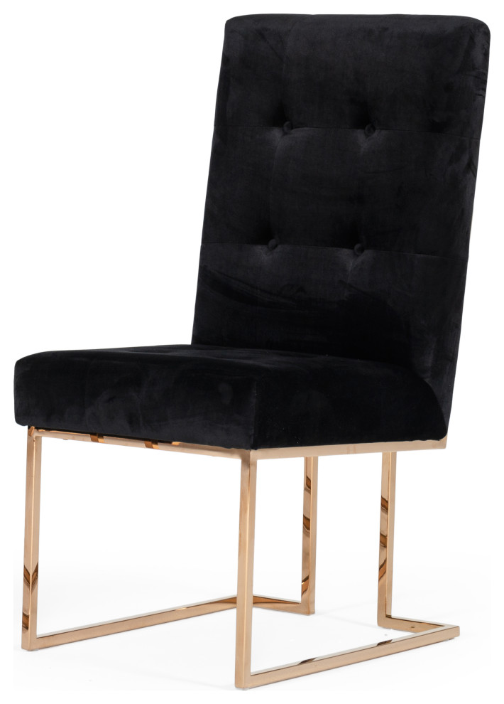 Modrest Legend Modern Black and Rosegold Dining Chair  Set of 2   Contemporary   Dining Chairs   by Vig Furniture Inc.  Houzz