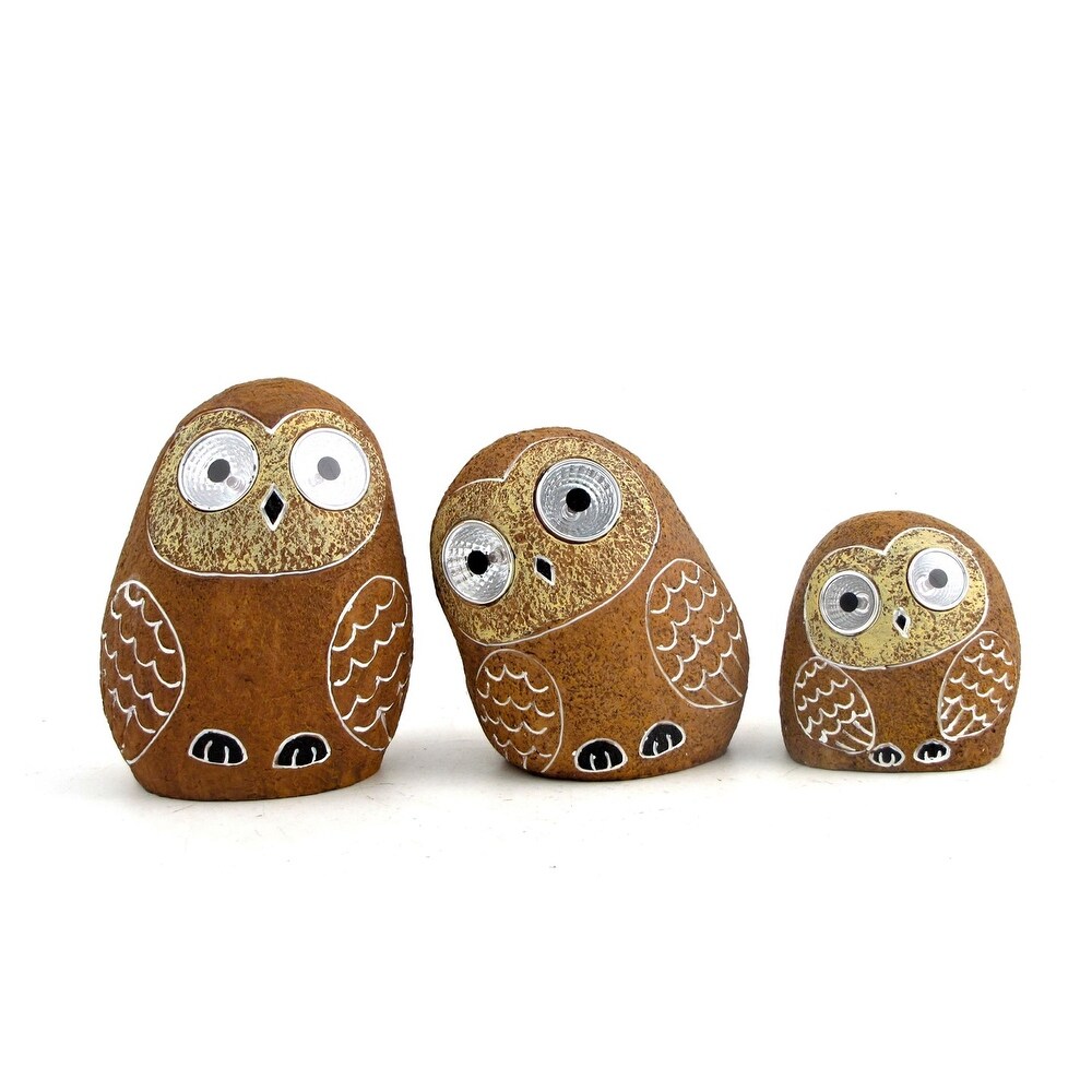 Set of 3 Solar Owl Figurines   Small