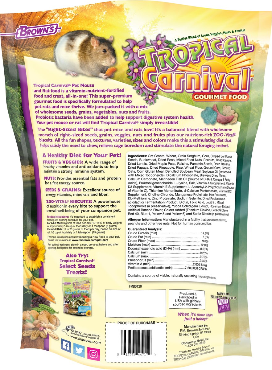 Brown's Tropical Carnival Gourmet Mouse and Rat Food