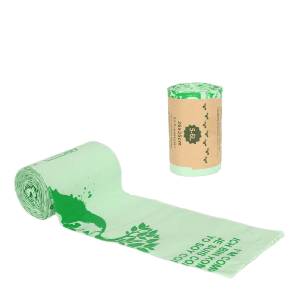 1 Roll/50 Pcs Green Compost Bags Compostable Biodegradable Disposable Trash Bags