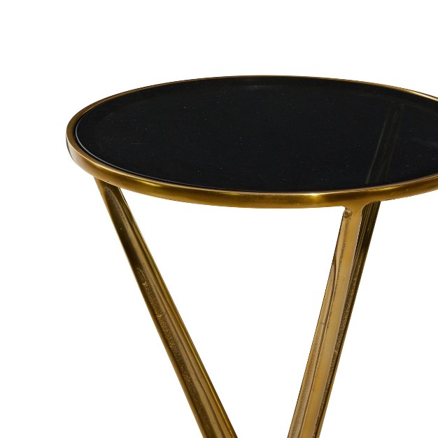 Modern Metal And Smoke Glass Accent Table Gold Olivia amp May