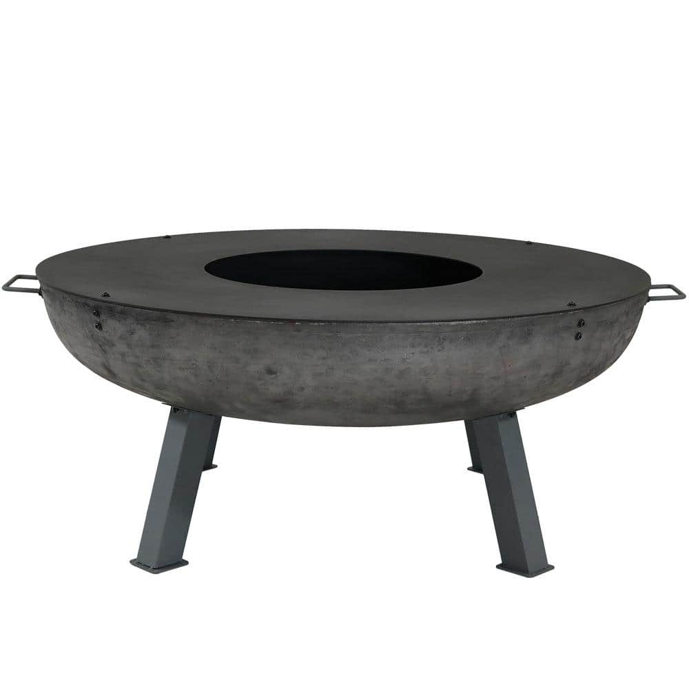 Sunnydaze Decor 45 in. x 17 in. Round Cast Iron Wood Burning Fire Pit with Cooking Ledge RCM-LG803