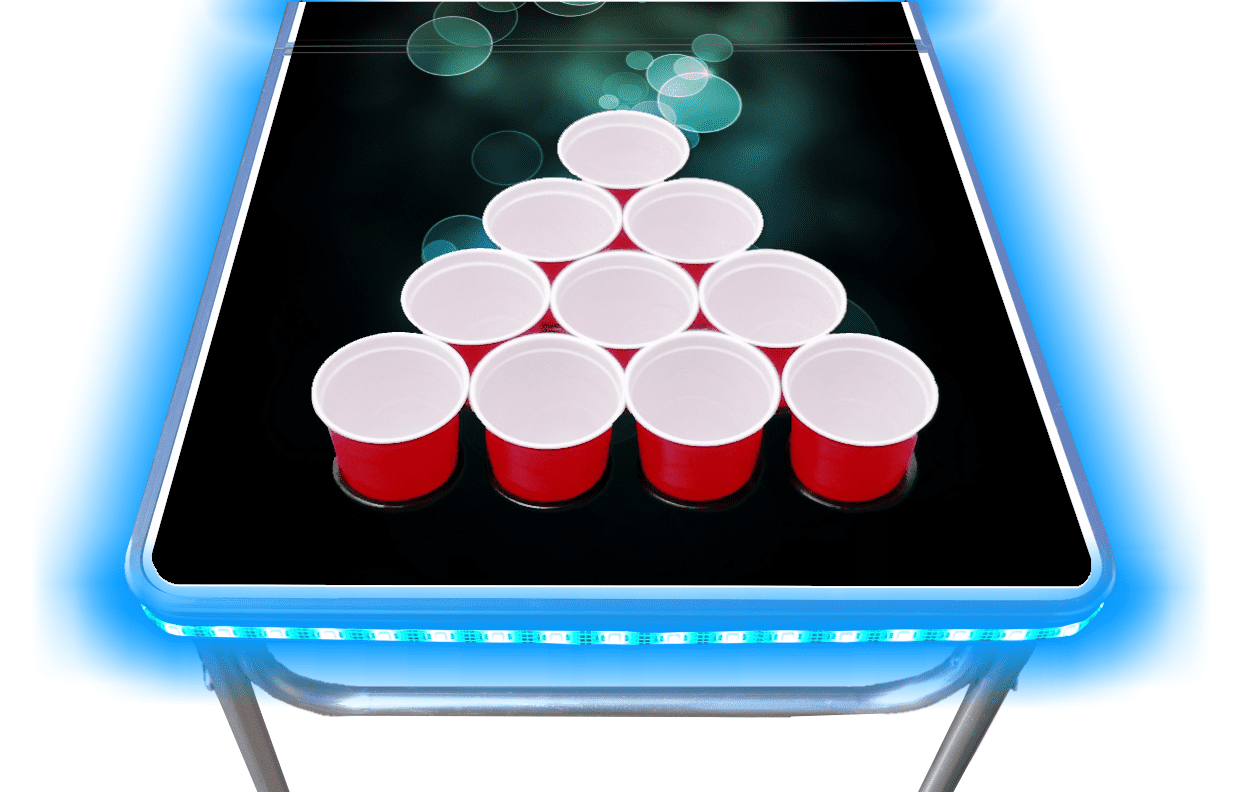 8-Foot Professional Beer Pong Table w/ Cup Holes & LED Glow Lights - Bubbles Edition