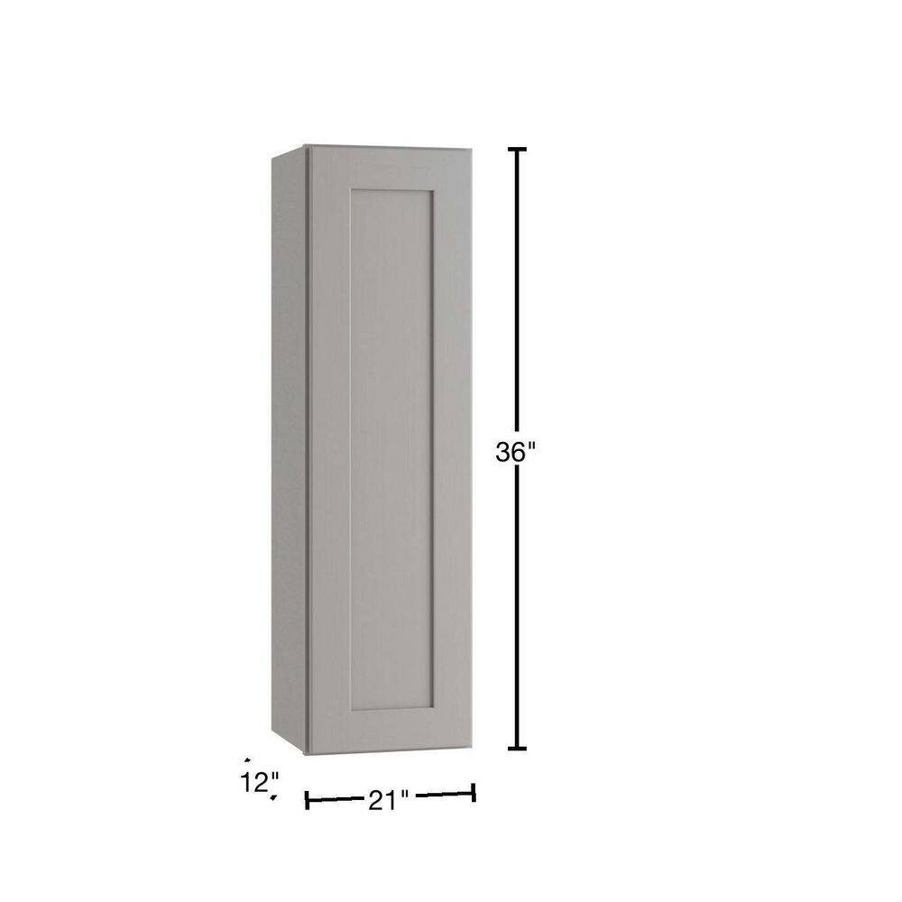 Home Decorators Collection Tremont Assembled 21 x 36 x 12 in. Plywood Shaker Wall Kitchen Cabinet Left Soft Close in Painted Pearl Gray W2136L-TPG