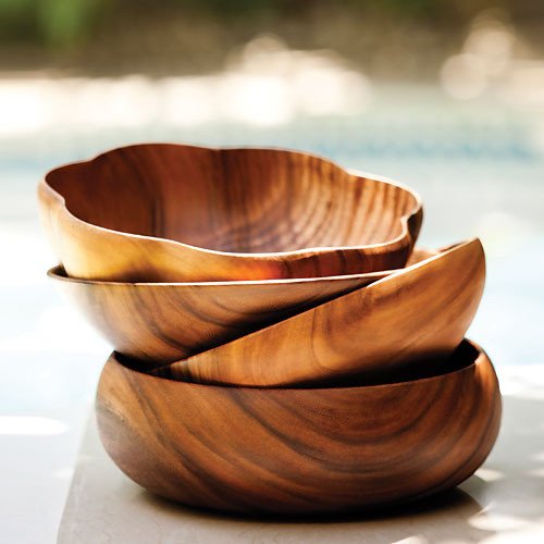 Acacia Wood 3 x 10 Round Bowl