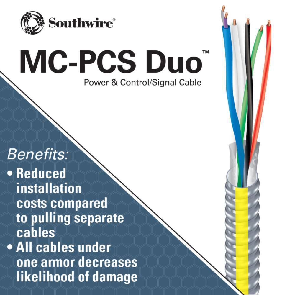 Southwire 123 Solid 162 Solid x 1000 ft. MC-PCS Duo Power and ControlSignal Cable 59225102