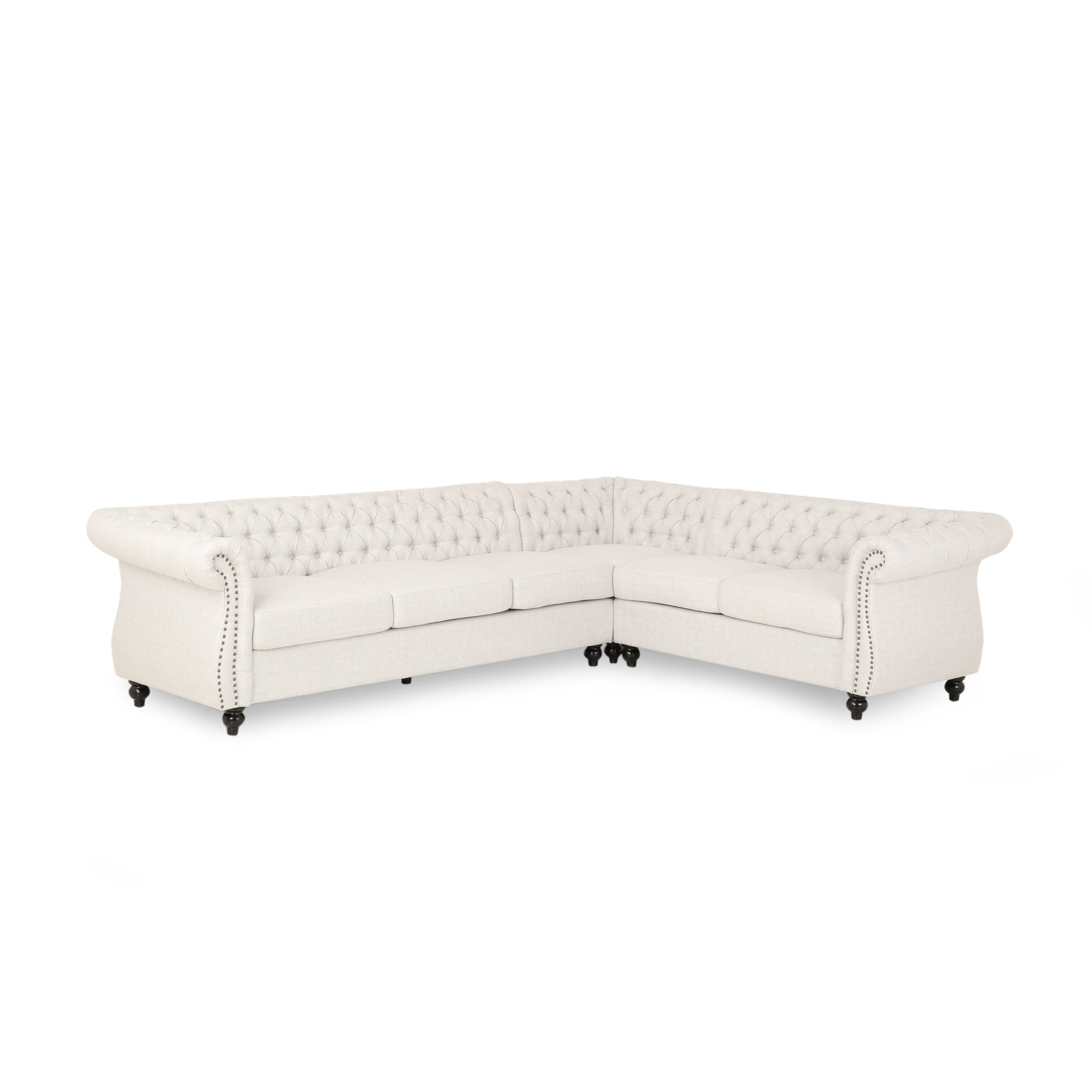 Caroline 6 Seater Tufted Fabric Chesterfield Sectional