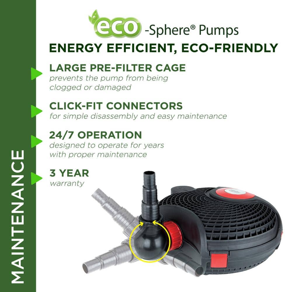 Alpine Corporation Eco-Sphere Energy-Saving Pump 2800GPH with 33' Cord PUR2800