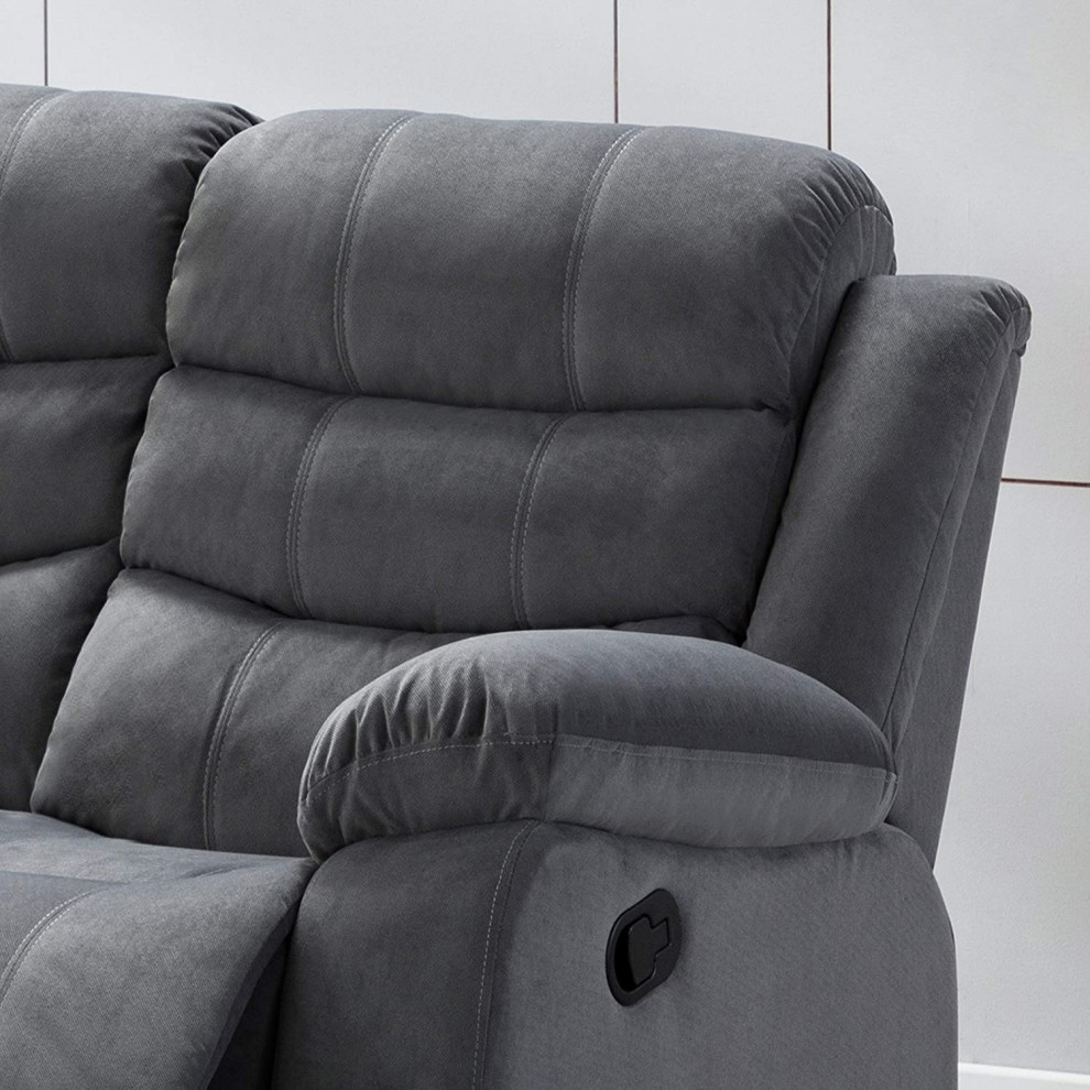 Contemporary Reclining Sofa  Comfortable Tufted Seat  ampPadded Arms  Dark Grey   Transitional   Sofas   by Decor Love  Houzz