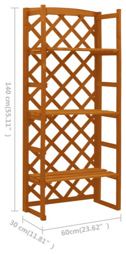 vidaXL Plant Rack 3 Tier Plant Stand with Trellis Plant Shelves Solid Firwood   Transitional   Plant Stands And Telephone Tables   by vidaXL LLC  Houzz