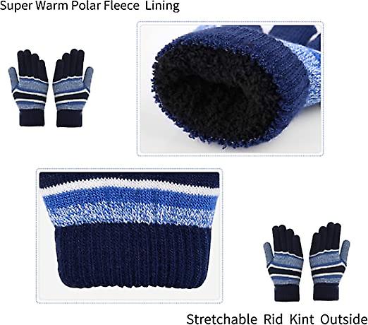 3pcs Kids Winter Hat Scarf Gloves Set For 3-6 Years Old(blue)