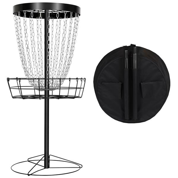 SmileMart 24-Chain Disc Golf Goal for Target Practice with Carrying Bag and 3 Discs， Black