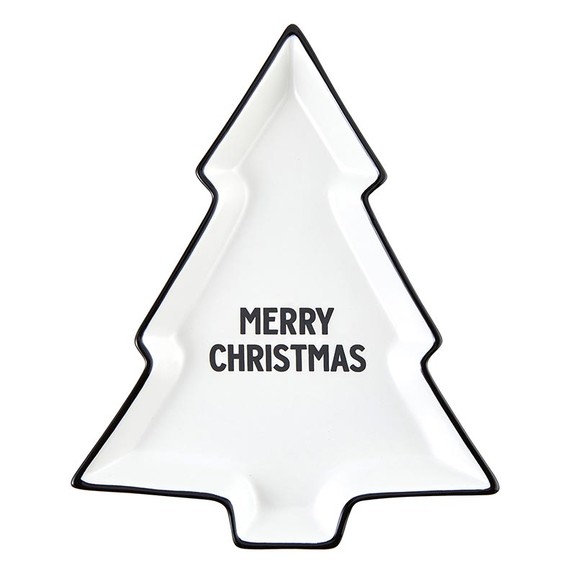 Holiday L7235 Ceramic Tree Plate   Merry Christmas