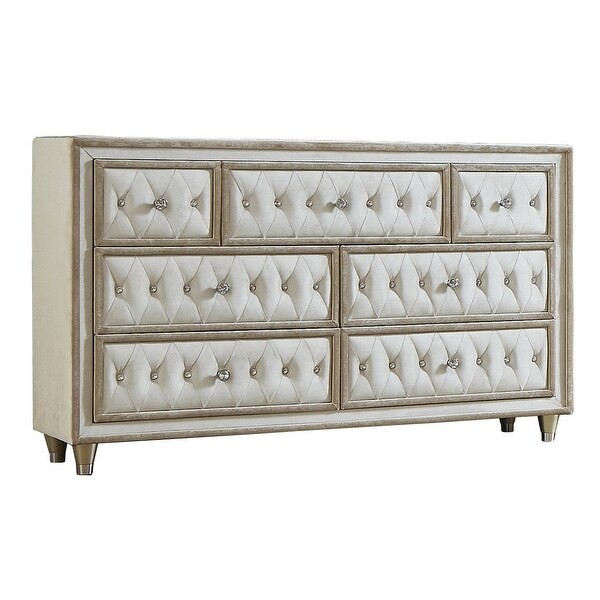 Justine Ivory and Camel 6-piece Upholstered Bedroom Set - - 35553413