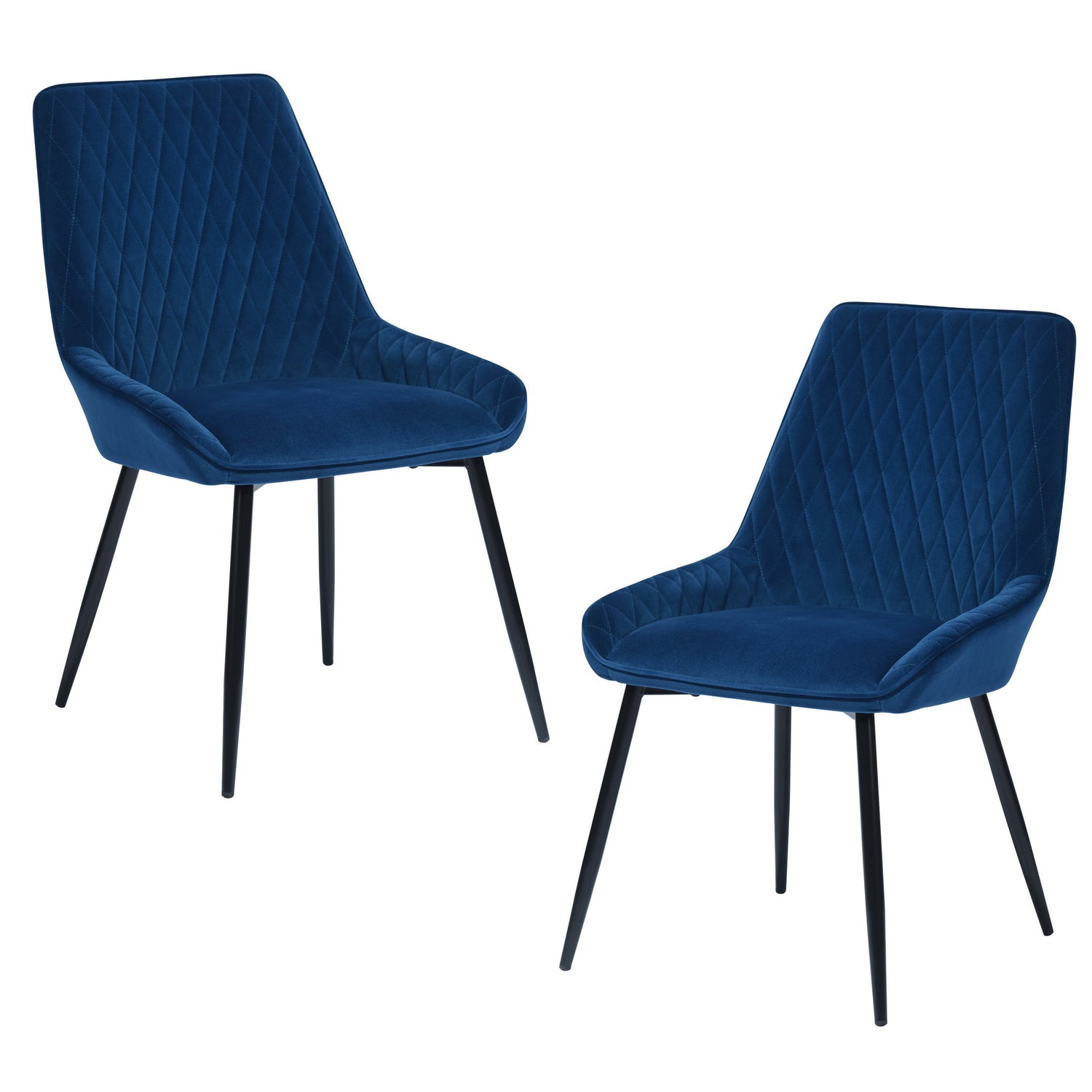 Homy Casa Velvet Tufted Dining  Side Chairs Set of 2， Accent Chair for Living Room Home Kitchen， Blue