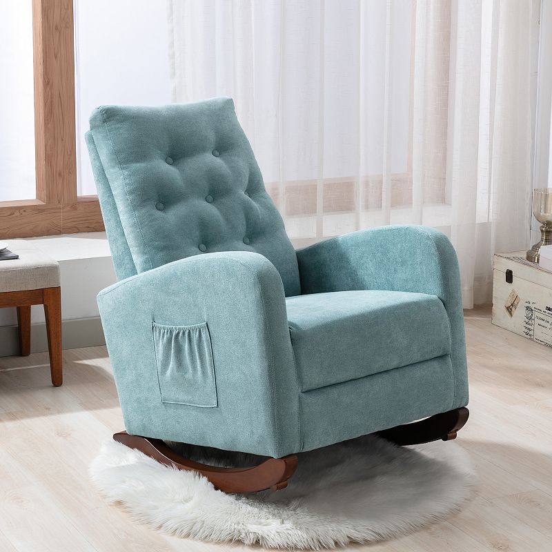 Baby Room High Back Rocking Chair Nursery Chair，Modern High Back Armchair