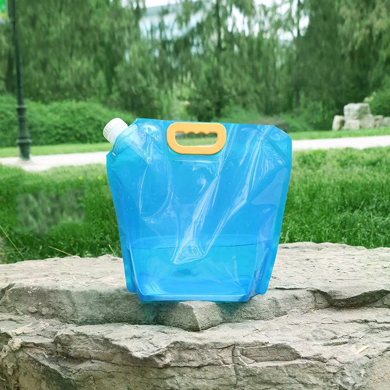 Thickened large capacity hiking water storage bag foldable portable plastic drinking water bag with straw