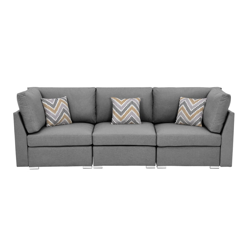 Amira Gray Fabric Sofa and Loveseat Living Room Set with Pillows