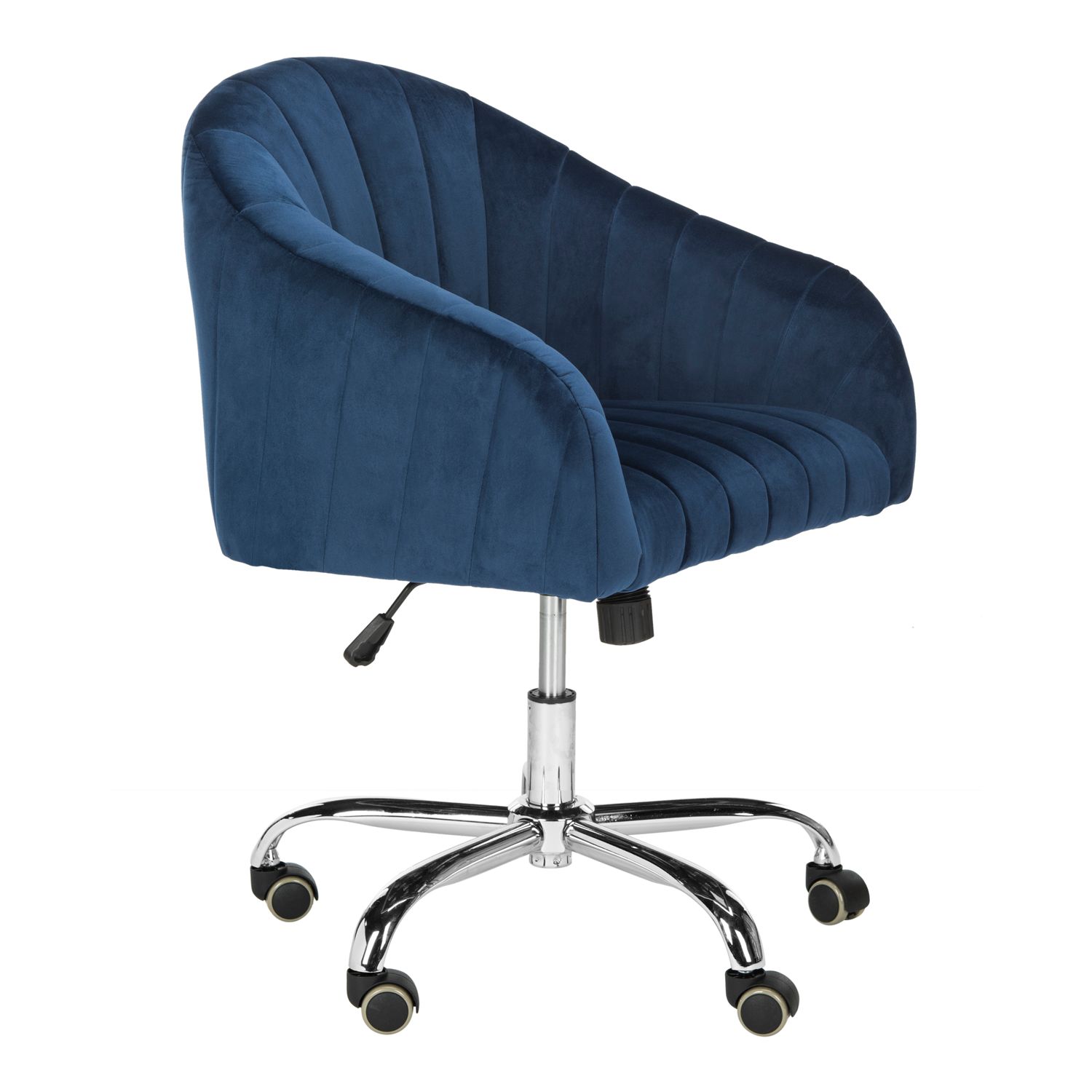 Safavieh Themis Blue Velvet Chrome Leg Swivel Office Chair