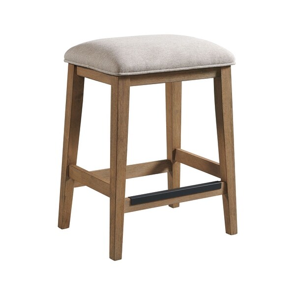 Landmark Backless Stool with 4 Legs， Weathered Oak， Set of 2