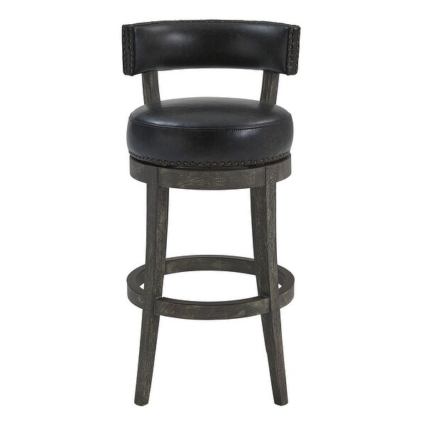 31 Inches Nailhead Trim Leatherette Swivel Barstool， Gray - 40 H x 21.5 W x 20 L Inches