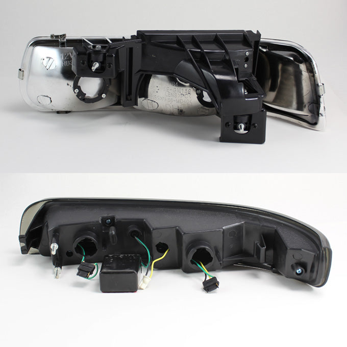 Fits 99-02 Silverado 00-06 Tahoe Suburban Headlights +LED Bumper Signal Lights