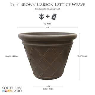 Vigoro 17.5 in. Lincoln Weave Large Brown High-Density Resin Planter (17.5 in. D x 13.3 in. H) With Drainage Hole HDR-088769