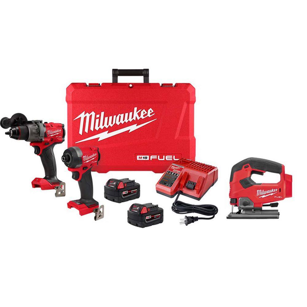 MW M18 FUEL 18-V Lithium-Ion Brushless Cordless Hammer Drill and Impact Driver Combo Kit (2-Tool) with Jigsaw 3697-22-2737-20