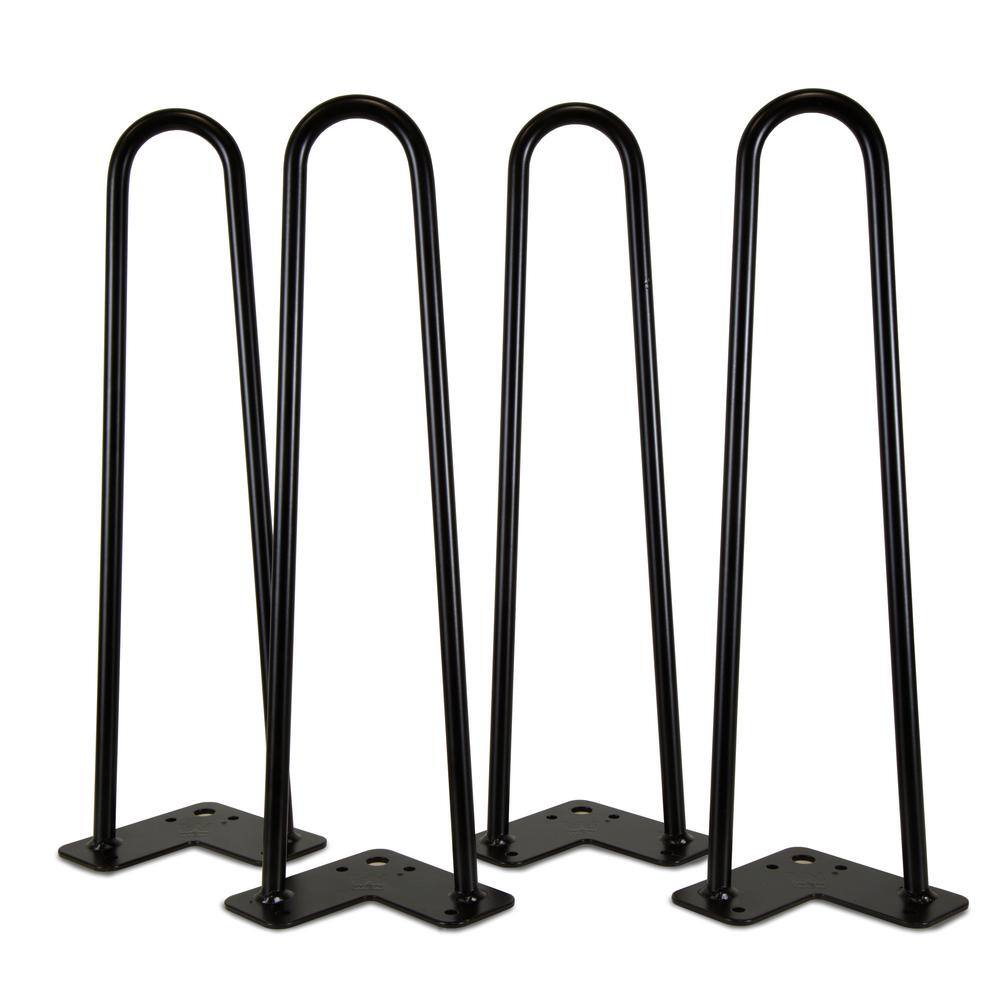 WEN 16 in. Mid-Century Modern Satin Black Hairpin Table Legs 12 in. Diameter Set of 4 TLP16B