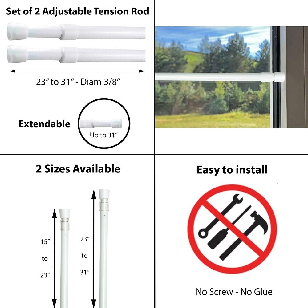 Set of 2 Small Adjustable Tension Rods 15\