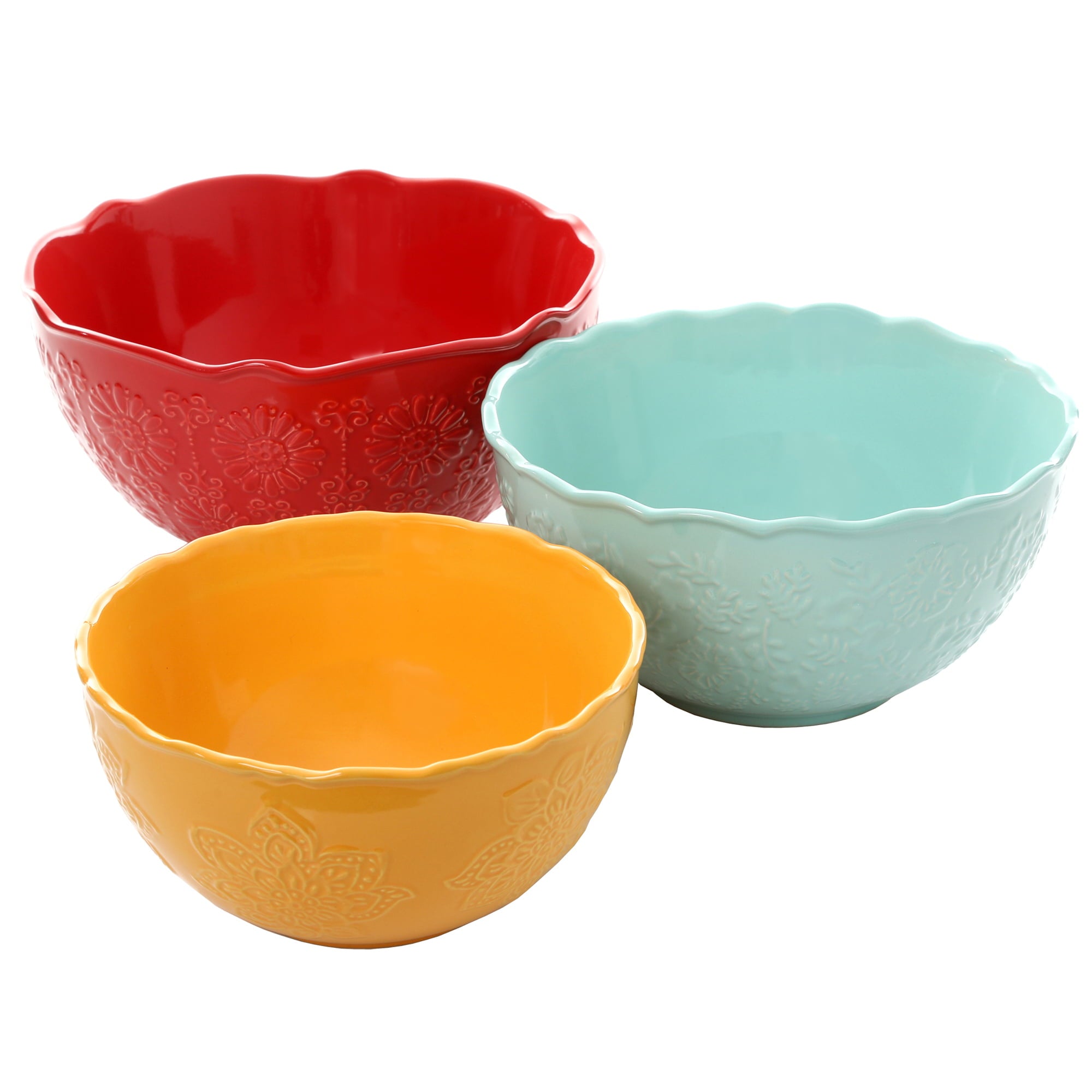 The Pioneer Woman Floral Bursts Serving Bowl Set， Set of 3