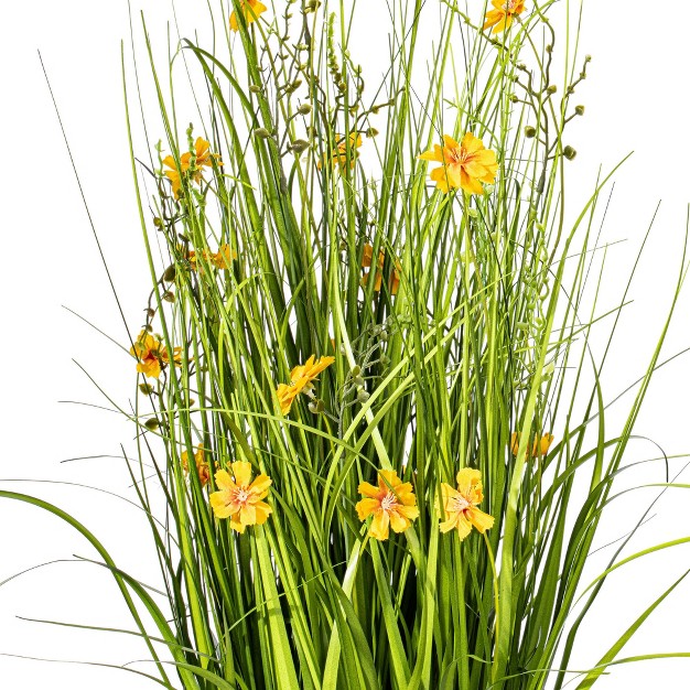 Vickerman Artificial Yellow Potted Artificial Cosmos And Grass