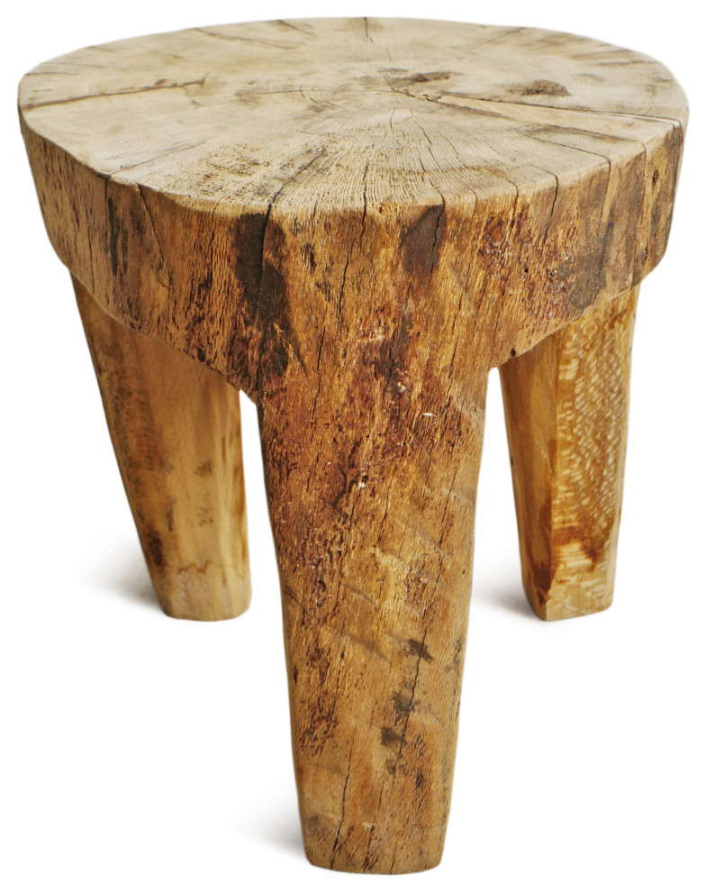 Rustic Naga Three Leg Wood Table 8   Rustic   Side Tables And End Tables   by Design Mix Furniture  Houzz