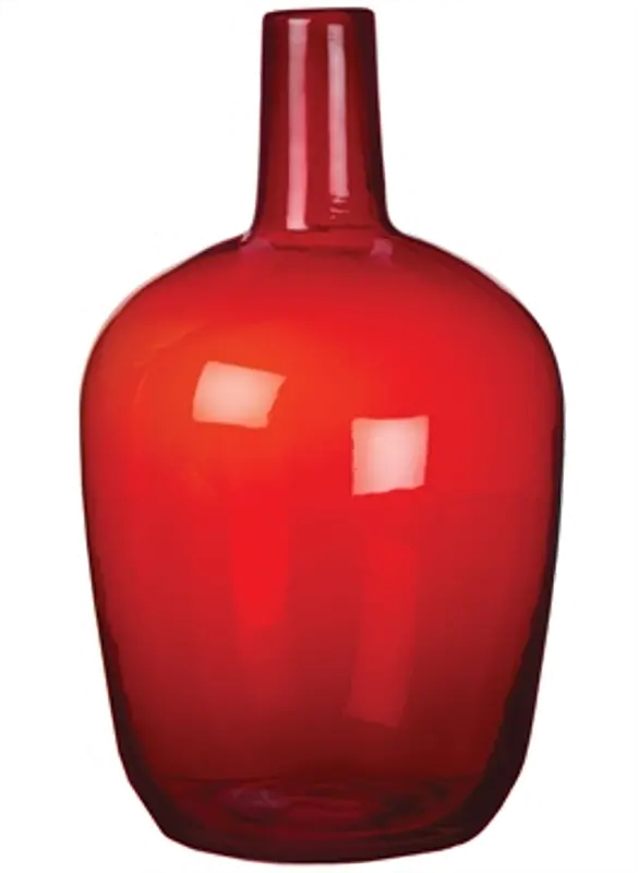 11 Inch Red Glass Bottle Vase