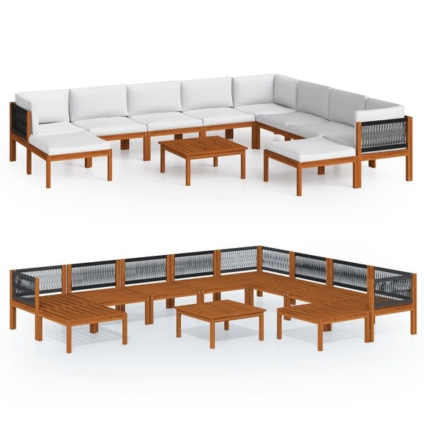 vidaXL Patio Lounge Set Outdoor Sectional Sofa with Cushions Solid Acacia Wood