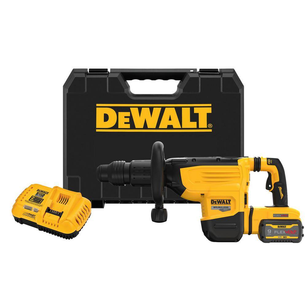 DW FLEXVOLT 60V Lithium-Ion Cordless SDS MAX 34 in. Demolition Hammer Kit with 9.0Ah Battery Charger and Kit Box DCH892X1