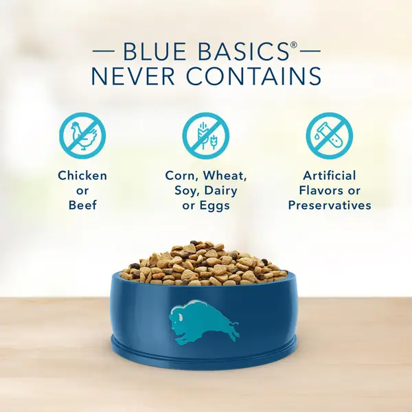 Blue Buffalo Basics 22 lb Skin and Stomach Care， Salmon and Potato， Grain Free Natural Adult Dry Dog Food